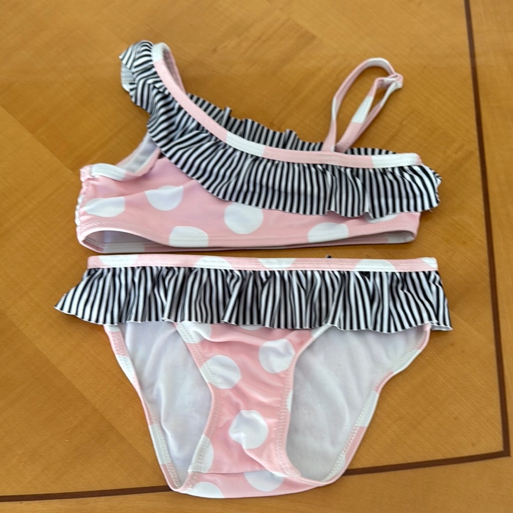 I doPink and White Polka Dot Kids Swimwear Set  ID size  6
